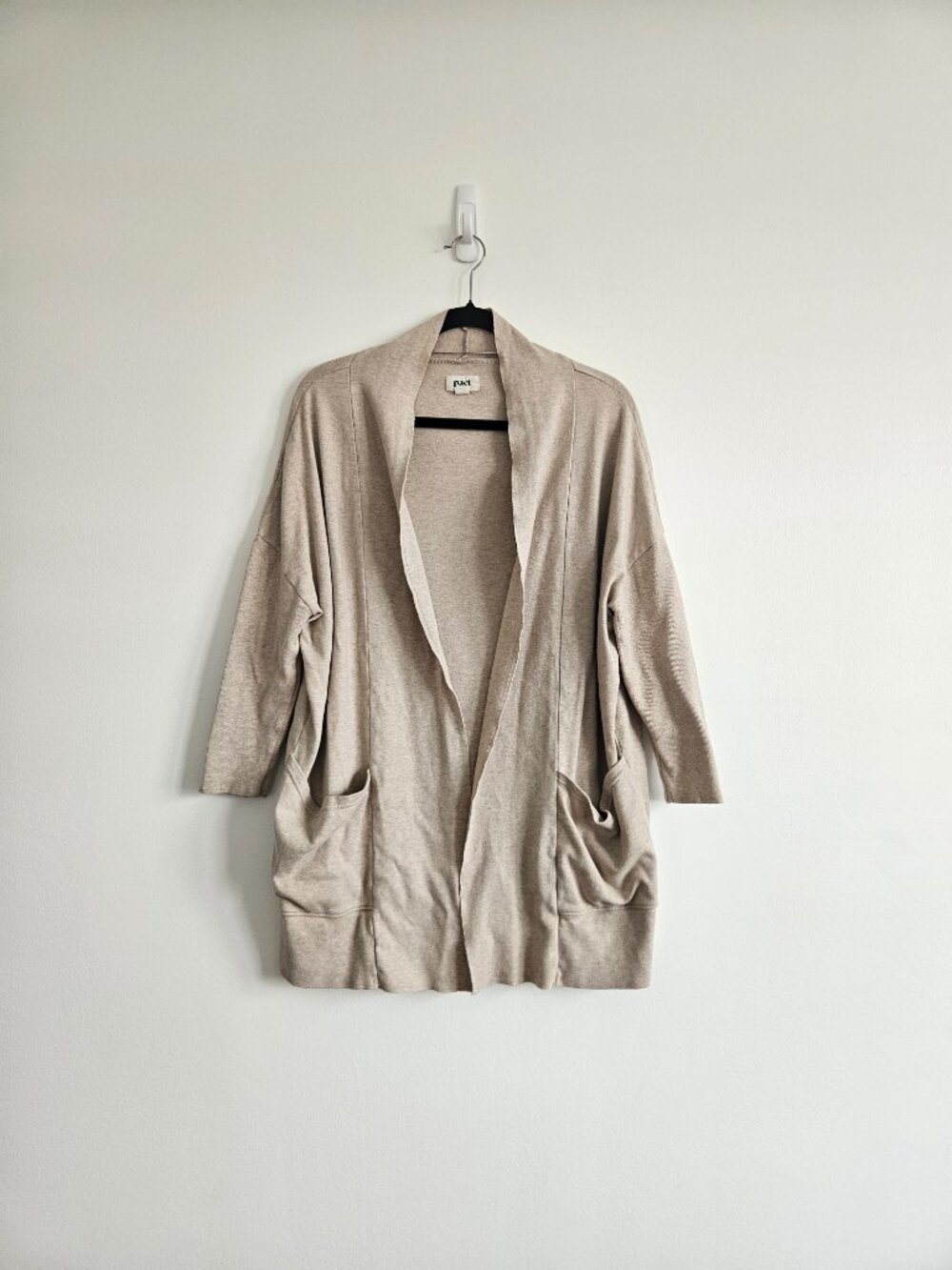 Pact Brooklyn Cardigan XS/S Wheat Heather Organic Cotton Minimalist Travel Comfy - Picture 8 of 8